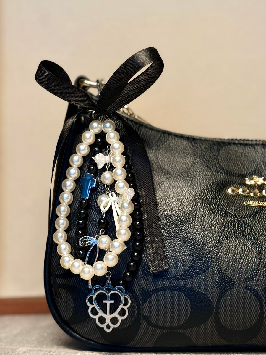 VESPERA — Parel & Onyx Tassenketting