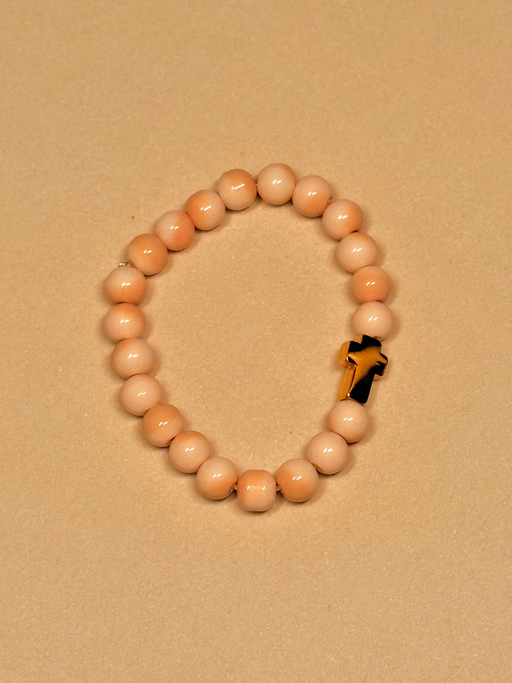 FIDES — Kralenarmband Nude met Kruis