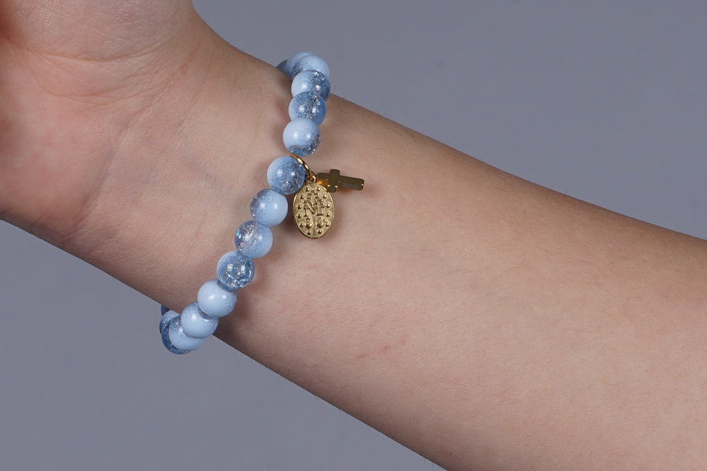Hemelse Maria Armband — Blauw en Goud