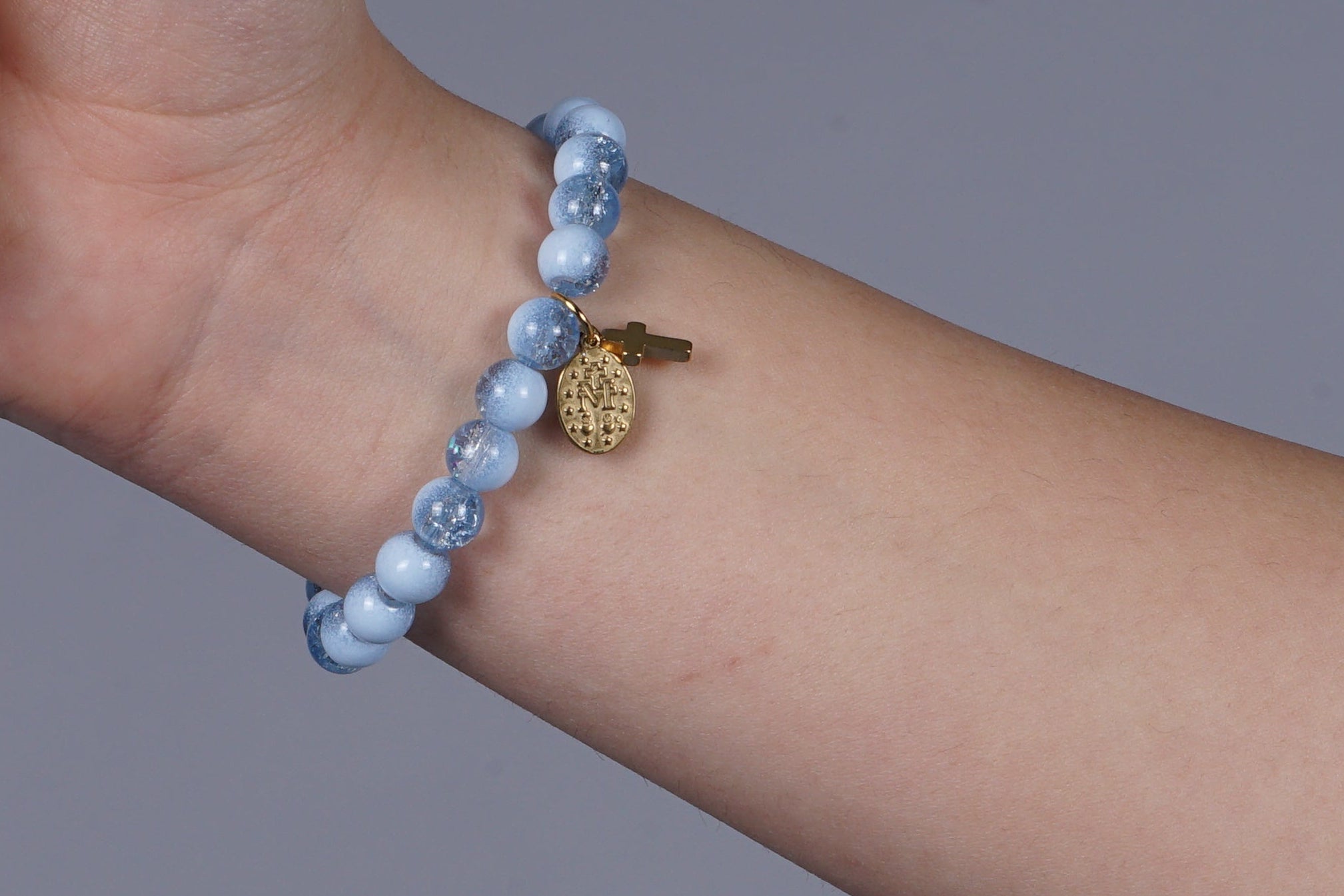 Hemelse Maria Armband — Blauw en Goud