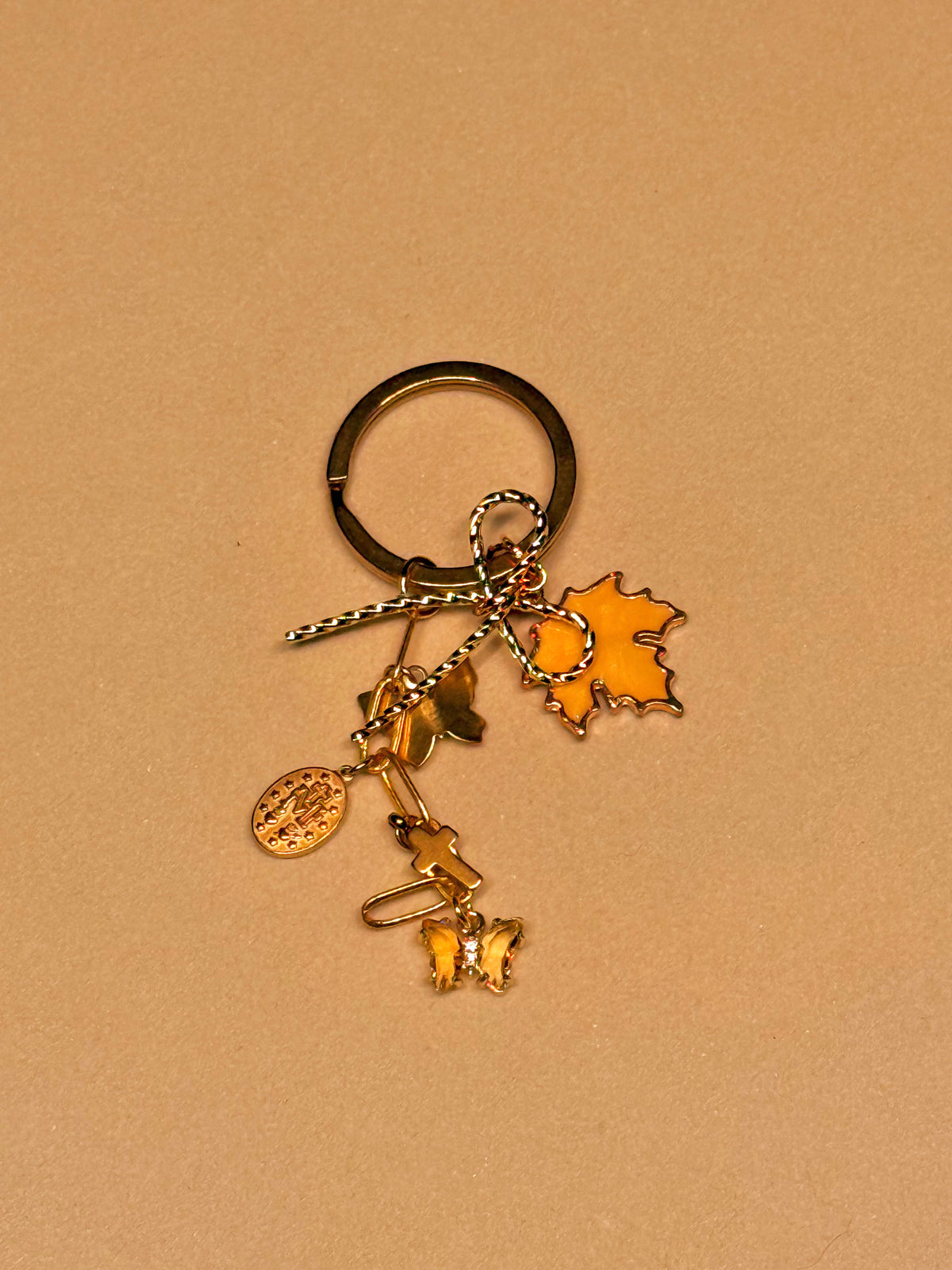 MESSIS — Gouden Sleutelhanger met Herfstblad