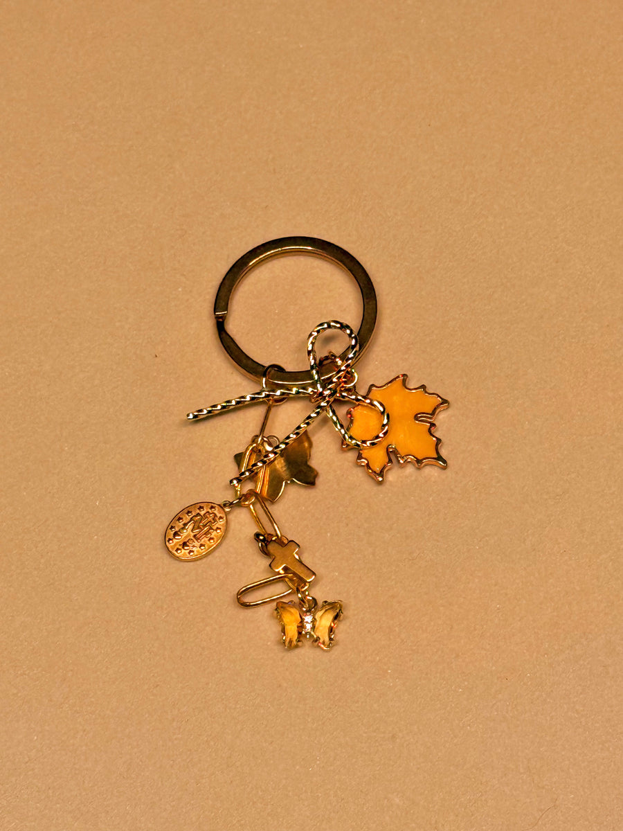 MESSIS — Gouden Sleutelhanger met Herfstblad