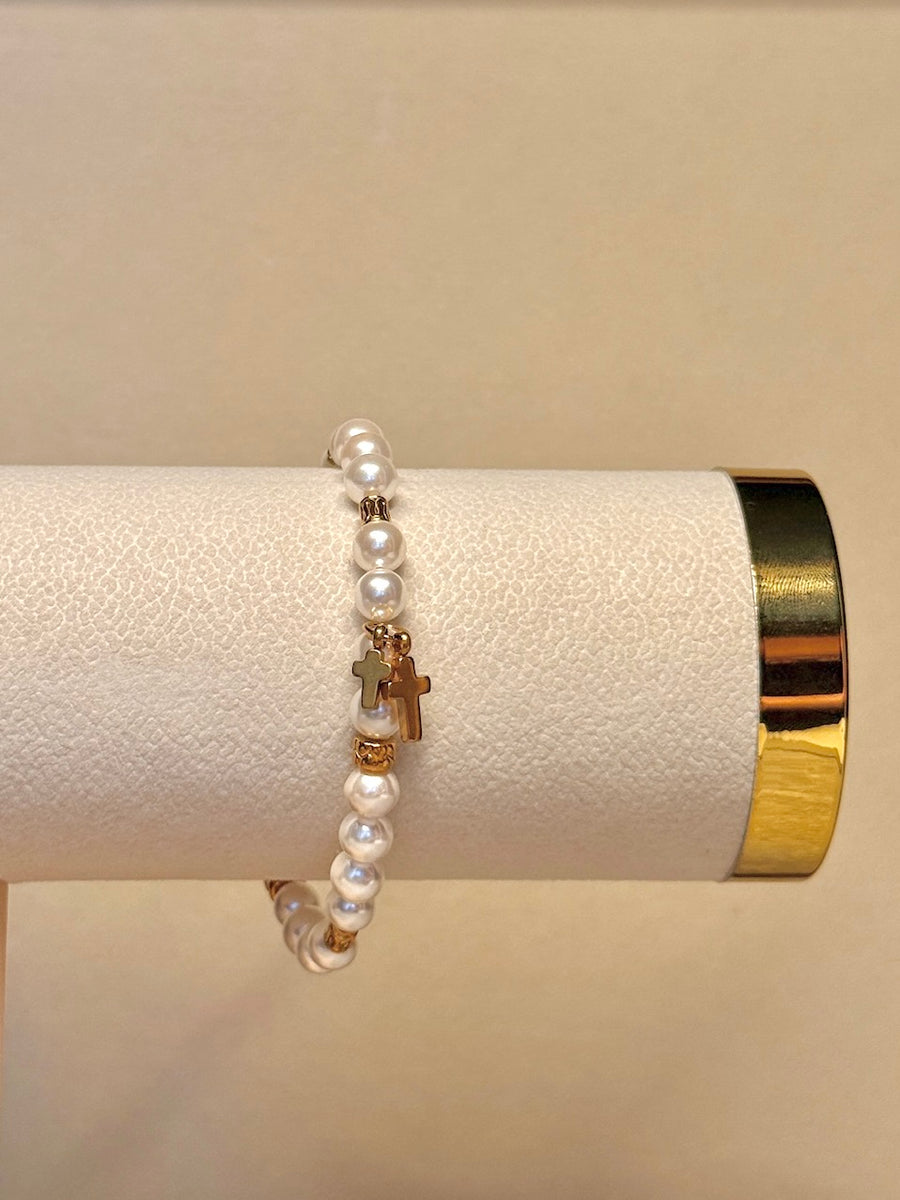 PERLA — Parelarmband met Kruizen